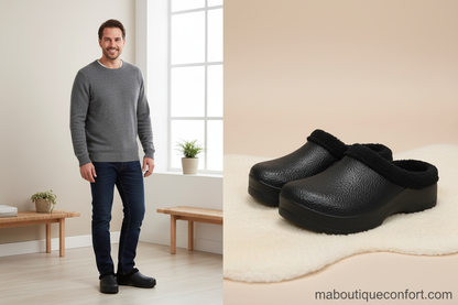 Homme portant des pantoufles confortables