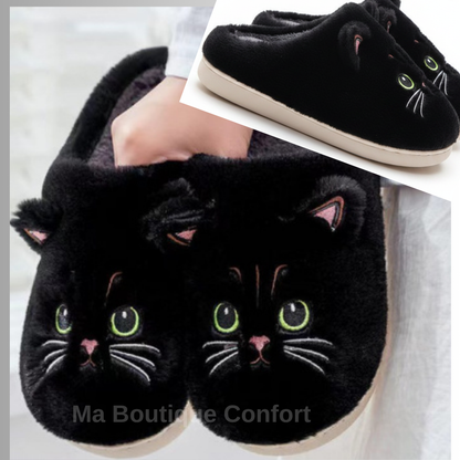 Pantoufles Unisexe Chat Cartoon – Chaudes et Confortables