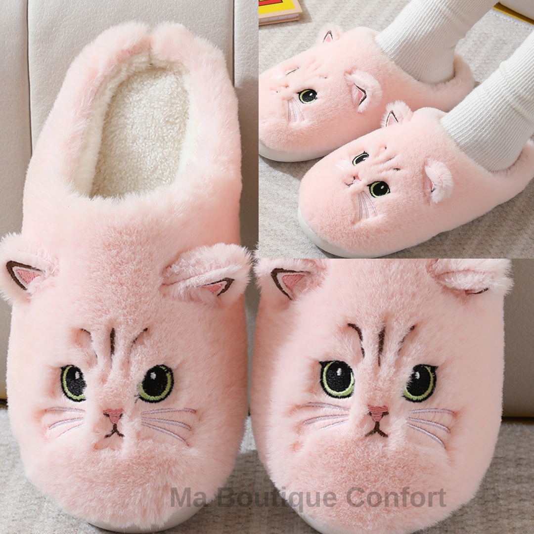 Pantoufles Unisexe Chat Cartoon – Chaudes et Confortables