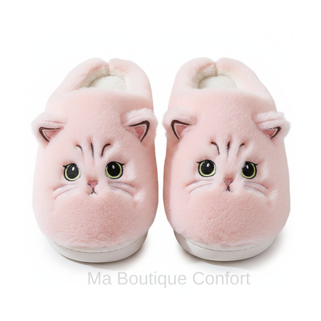 Pantoufles Unisexe Chat Cartoon – Chaudes et Confortables