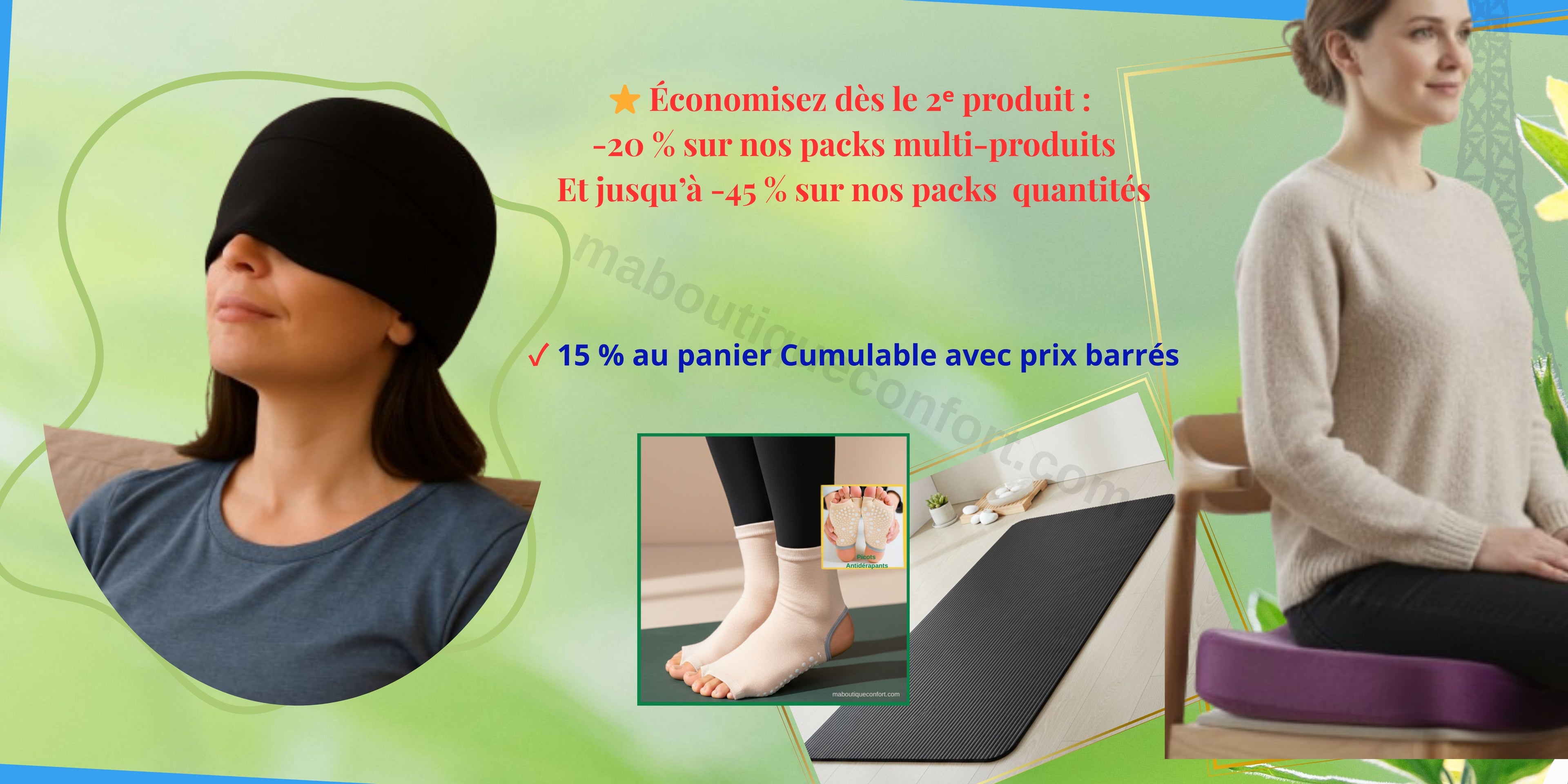 Promos sur divers collections , Ceinture lombaire , coussin ergonomique, tongs, sacs...