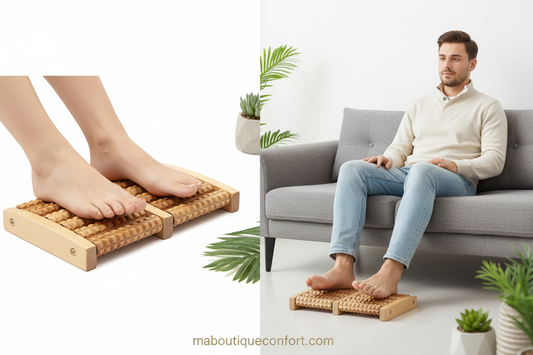  homme effectuant un massage manuel avec rouleau en bois