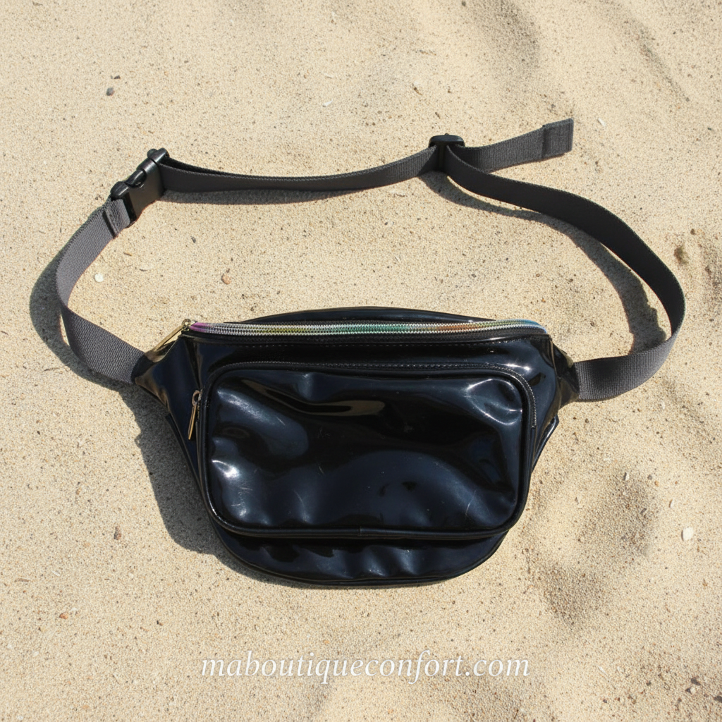 Sac noir sur sable avec domaine