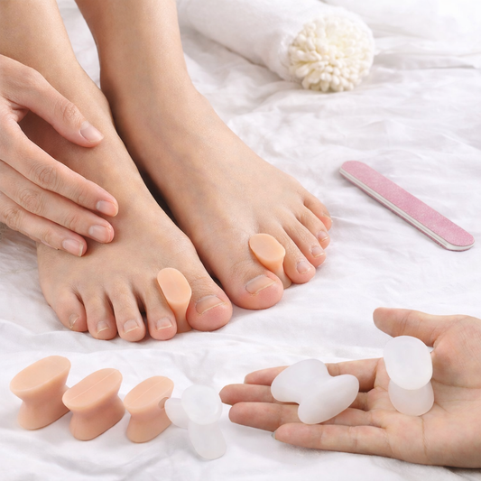 Démonstration  des séparateurs d'orteils en silicone  pour soin des pieds