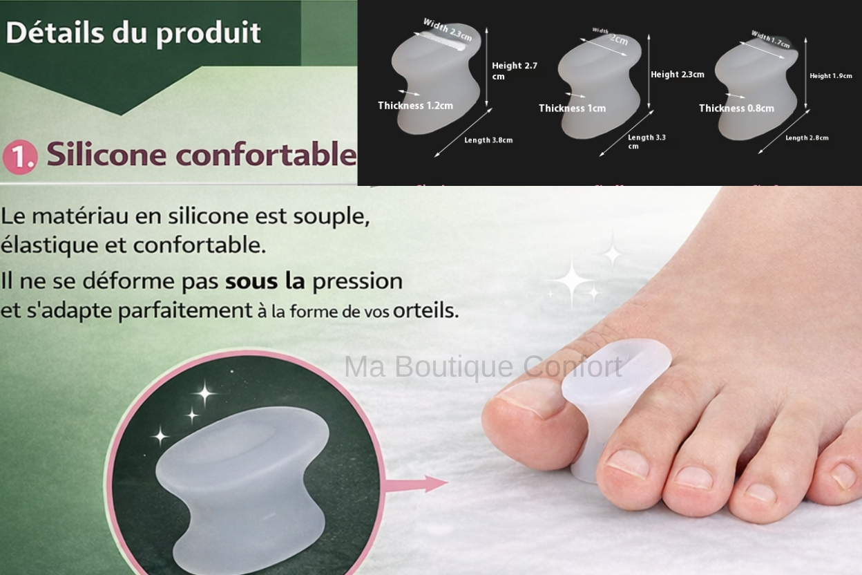 Dimensions des séparateurs d'orteils