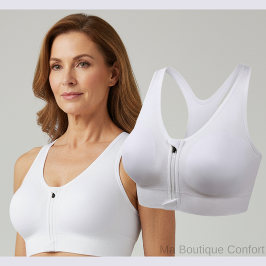 Femme portant un sous vêtement postural Blanc