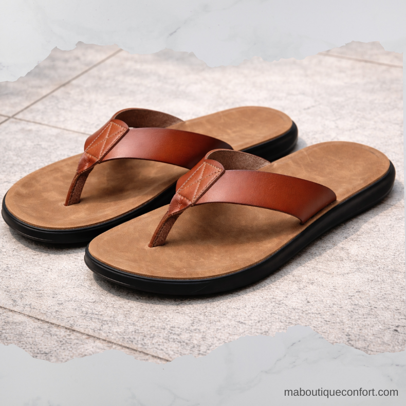 Tongs Cuir Homme - Respirantes & Confortables